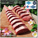 Beef Eye Fillet Mignon Has Dalam TENDERLOIN Australia STEER (young cattle) HARVEY aged whole cut CHILLED +/- 2.3kg length 17-19" (price/kg) PREORDER 2-3 days notice